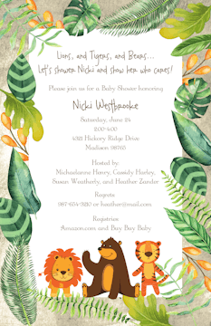 Lions, Tigers and Bears Invitation