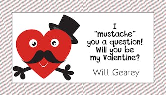 Valentine's Heart Mustache Guy Treat Bag and Topper