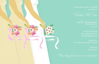 Bride and Bridesmaids on Aqua Invitation