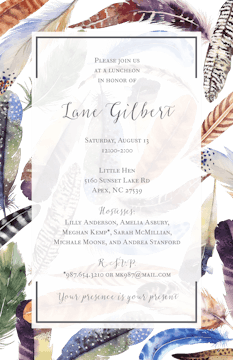 Watercolor Feathers Invitation