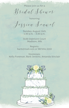 Watercolor Wedding Cake Invitation