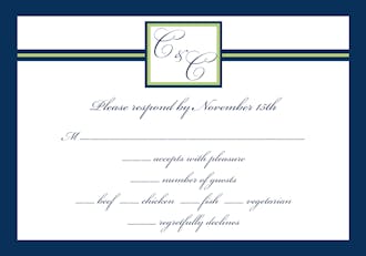 Initial or Monogram Navy Reply Card 