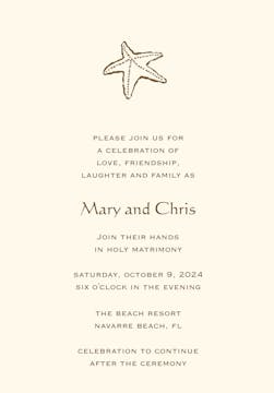 Brown starfish invitation on IVORY 