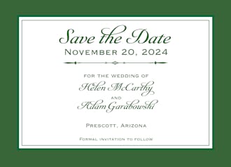 Simply Sophisticated Green Save The Date Card
