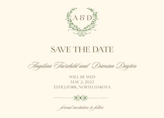 Green Wreath Save The Date Card