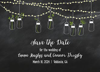 Mason Jar String Lights Save The Date Card