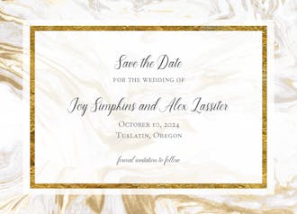 Marbled Elegance Save The Date Card