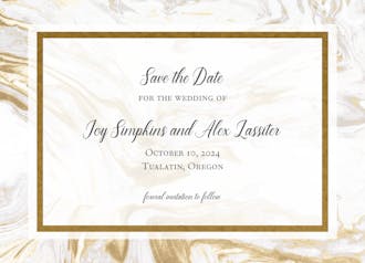 Lustrous Marble Foil-Pressed Save The Date Card