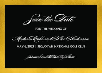 Black & Gold Save The Date Card