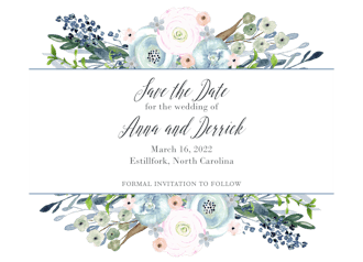 Watercolor Florals Save The Date Card