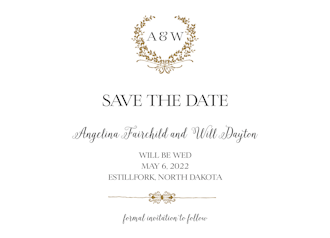 Gleaming Wreath Foil-Pressed Save The Date Card