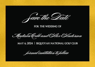 Black & Gold Save The Date Postcard