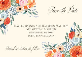 Fresh Floral Save the Date Postcard
