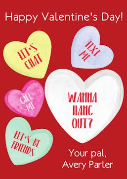 Text Hearts Valentine Card