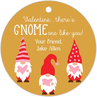 Valentine Gnomes Round Hanging Gift Tag
