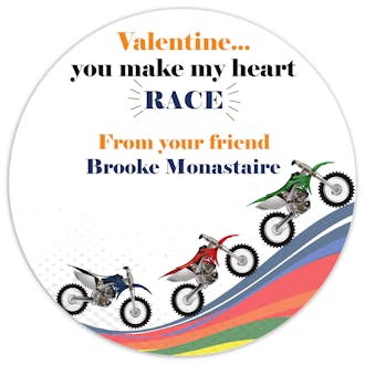 Dirt Bike Race Valentine Sticker 