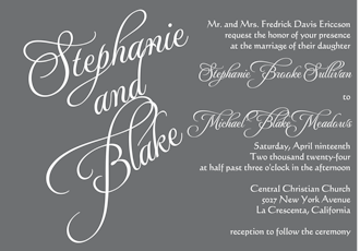 Grey Calligraphic Names Invitation