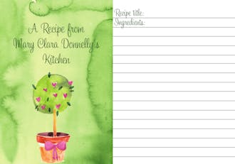 Watercolor Topiary Recipe Card