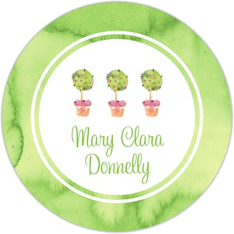 Watercolor Topiaries Circle Gift Sticker