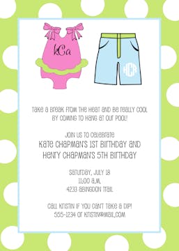 Girl and boy bathing suit invitation