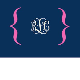 Navy and pink monogram enclosure card