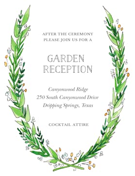 Garden Wedding Reception Card