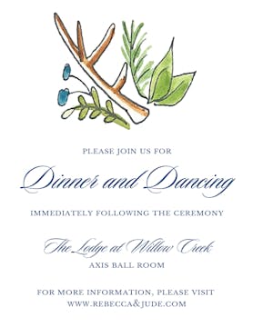 Antlers and Greenery Reception Card