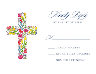 Floral Cross Reply Card