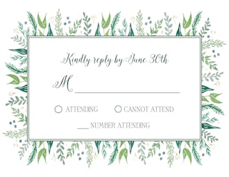 Watercolor Foliage Reply Card
