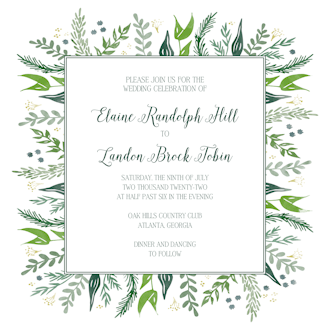 Watercolor Foliage Invitation