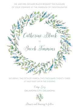 Blue and Green Floral Invitation
