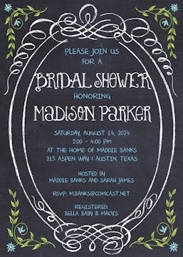 Chalkboard Bridal Shower Invitation 