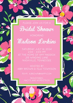 Beautiful Floral Bridal Shower Invitation 