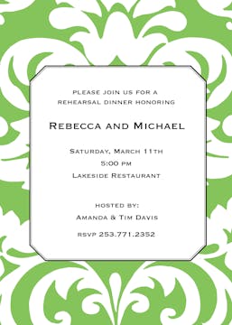 Green Damask Invitation 