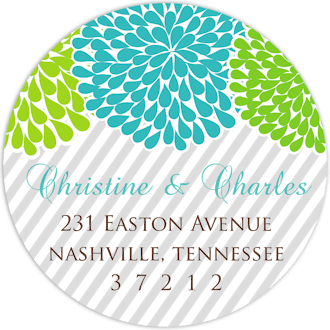 Turquoise and Lime Floral Label