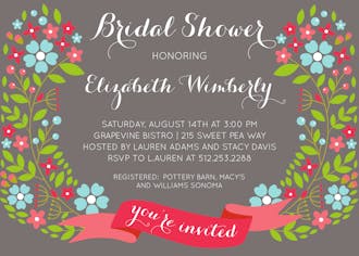 Beautiful Floral Banner Bridal Shower Invitation 