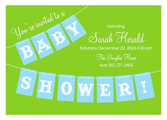 Blue Baby Shower Banner Invitation 