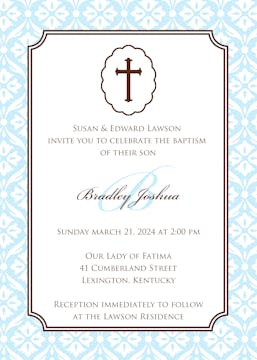 Baby Boy Baptism/Christening Invitation 
