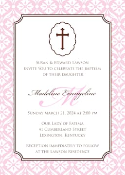 Baby Girl Baptism/Christening Invitation 