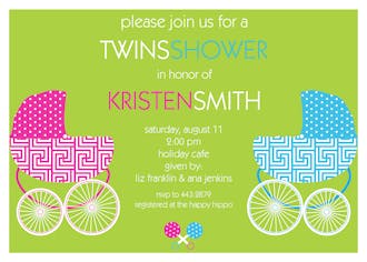 Twin Buggies Shower Invitation 
