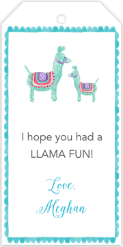 Blue Llamas Hanging Gift Tag
