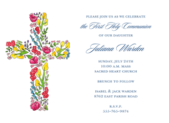 Floral Cross Invitation