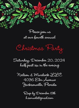 Winter Greenery & Poinsettia Invitation
