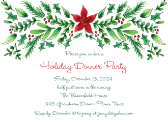 Winter Greenery & Poinsettia Invitation