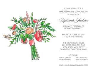 Coral and Blush Bouquet Invitation