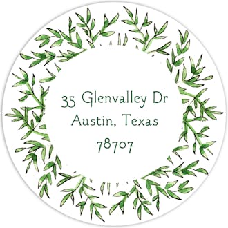Greenery Wreath Return Address Label