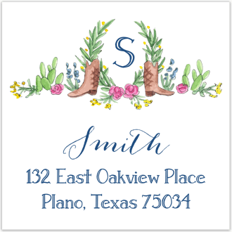 Boots, Cactus and Greenery Return Address Label