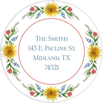 Circle of Sunflowers (White) Return Address Label