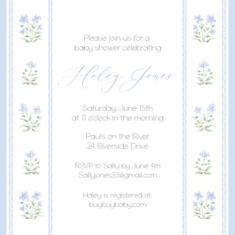 Blue Pattern Florals Square Invitation