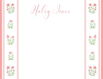 Pink Pattern Florals Flat Note Card